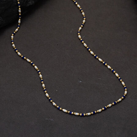 14 Ayar Altın Lacivert Mineli Kolye