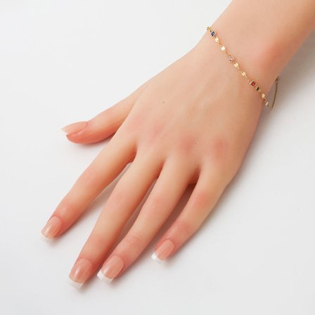 14 Ayar Altın Renkli Prenses Kesim Taşlı Bileklik - Minimalist Kareli Zincir