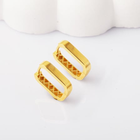 14 Ayar Altın Köşeli Kare Küpe - Geometrik Minimal Takı