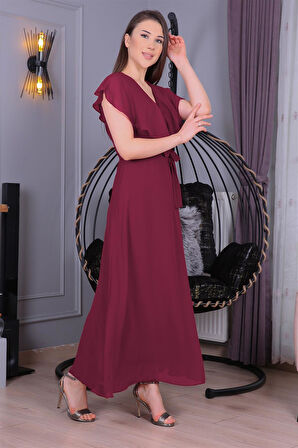 Dipmoda kadın bağlama detaylı Özel günler için şifon elbise DP8047