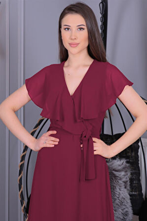 Dipmoda kadın bağlama detaylı Özel günler için şifon elbise DP8047