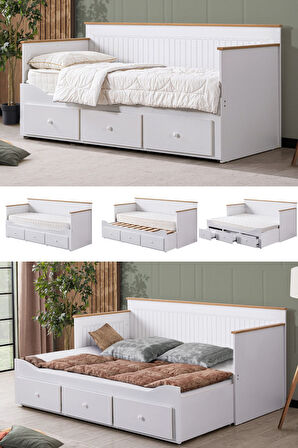 Yavrulu Karyola, Marmaris Divan Karyola Çekmeceli Açılır Çift Kişilik Karyola (Yataksız)