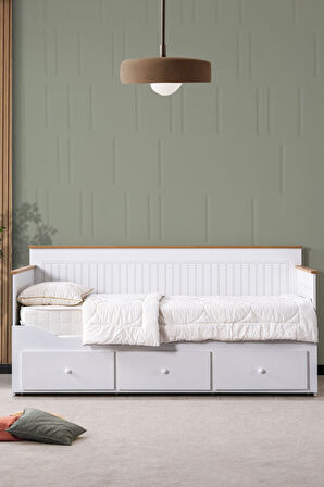 Yavrulu Karyola, Marmaris Divan Karyola Çekmeceli Açılır Çift Kişilik Karyola + Soft Yatak