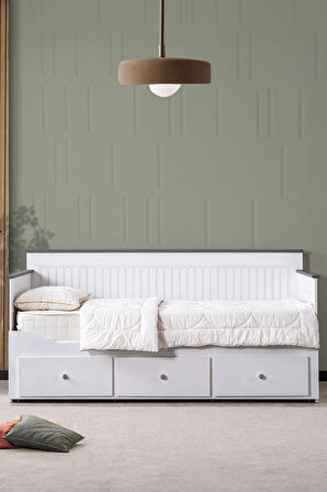 Yavrulu Karyola, Marmaris Divan Karyola Çekmeceli Açılır Çift Kişilik Karyola + Soft Yatak -Antrasit