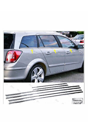 Opel Astra H Krom Cam Çıtası 6 Prç. 2004-2010 P. Çelik (SW) Uyumlu