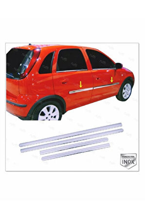 Opel Corsa C Krom Yan Kapı Çıtası 4 Prç. 2000-2007 Arası P. Çelik