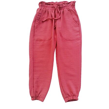 5-10 Yaş Kız Çocuk Pantolon Dokuma Gül Kurusu 