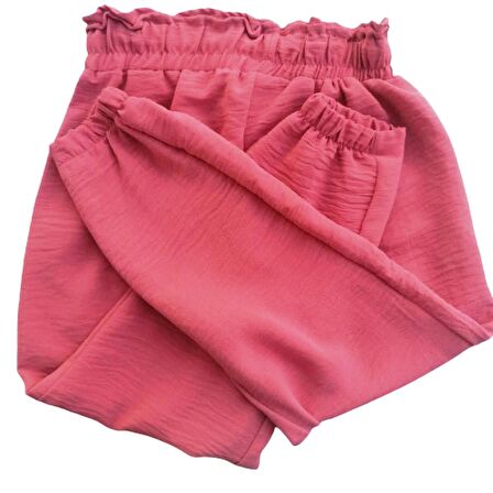 5-10 Yaş Kız Çocuk Pantolon Dokuma Gül Kurusu 