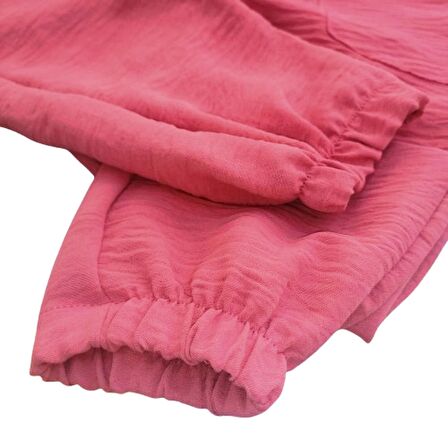 5-10 Yaş Kız Çocuk Pantolon Dokuma Gül Kurusu 