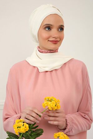 Gold Aksesuarlı Tasarım Şifon Hazır Türban,HT-28,HT-28