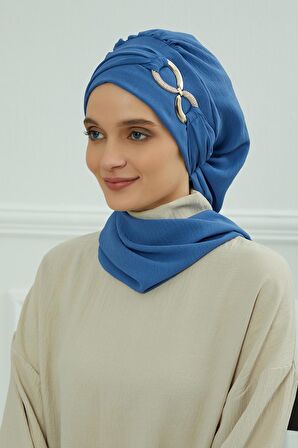 Aksesuarlı Aerobin Kumaş Hazır Türban,HT-94