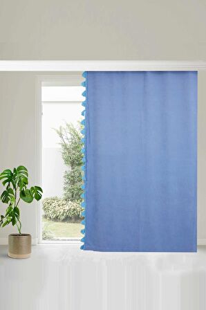 Püskül Kenarlı Fon Perde Sağ Kenar 245x140 cm,PR-1SAG