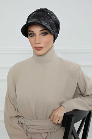 Siperlikli Payetli Şapka Bone,B-73P