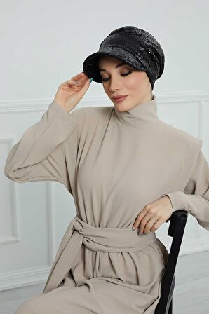 Siperlikli Payetli Şapka Bone,B-73P