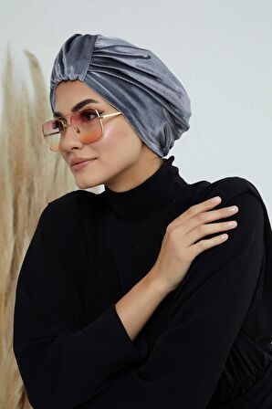 Ön Kemer Detaylı Kadife Bone,B-68K