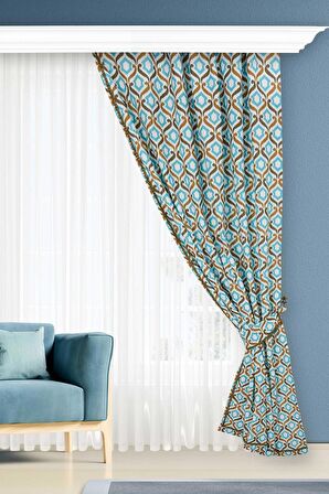 Taş Aksesuarlı Fon Perde Sağ Kenar 245x140 Cm,PR-24SAG