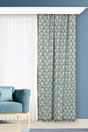 Taş Aksesuarlı Fon Perde Sağ Kenar 245x140 Cm,PR-24SAG