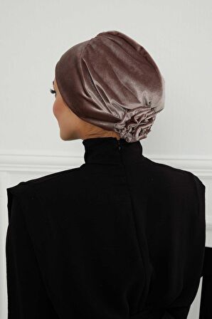Gül Detaylı Kadife Bone,B-53K