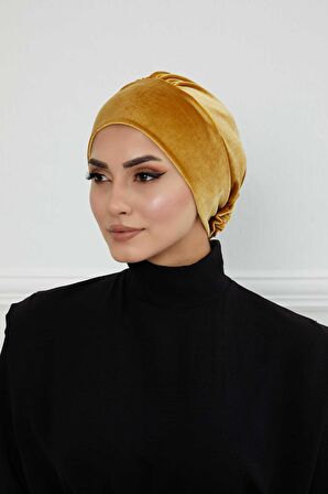 Gül Detaylı Kadife Bone,B-53K