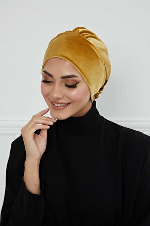 Gül Detaylı Kadife Bone,B-53K