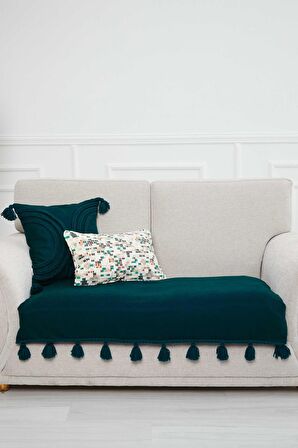 Örgü Kenar Detaylı Püsküllü Koltuk Örtüsü 90 x 155 cm,KO-26IK