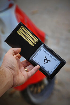 Vegan Deri İsme Özel Baskılı Erkek Cüzdanı - 12 Kartlık ve Geniş Para Bölmeli Lüks Tasarım Siyah