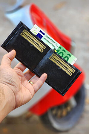 Vegan Deri İsme Özel Baskılı Erkek Cüzdanı - 12 Kartlık ve Geniş Para Bölmeli Lüks Tasarım Siyah