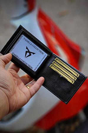 Vegan Deri İsme Özel Baskılı Erkek Cüzdanı - 12 Kartlık ve Geniş Para Bölmeli Lüks Tasarım Siyah