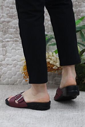 Ceyo Flora-11 Bordo Rahat Ortapedik Kadın Terlik