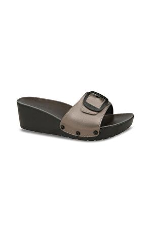 Ceyo 9969-9 Dolgu Topuk Orthopedix Kadın Terlik Platin 36-40 