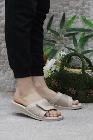 Ceyo 9984-5 Bej Comfort Kemik Çıkıntısına Özel Kadın Terlik