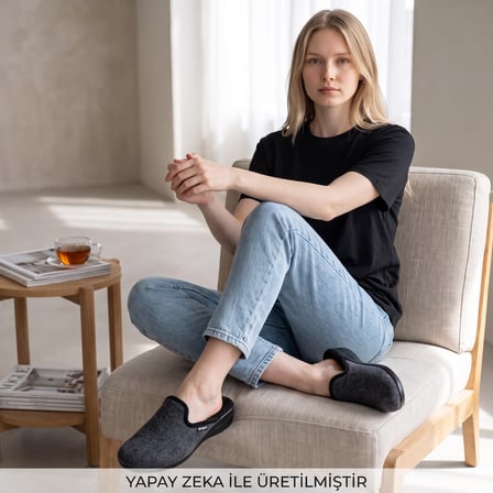 Ceyo Ramona-25 Siyah Kadın Ev İçi Terlik