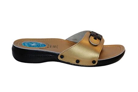 Ceyo 6500-1 Minelli Topuk Dikeni (Plantar Fasiitis) Kadın Terlik Altın