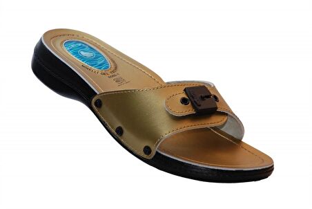 Ceyo 6500-1 Minelli Topuk Dikeni (Plantar Fasiitis) Kadın Terlik  Altın