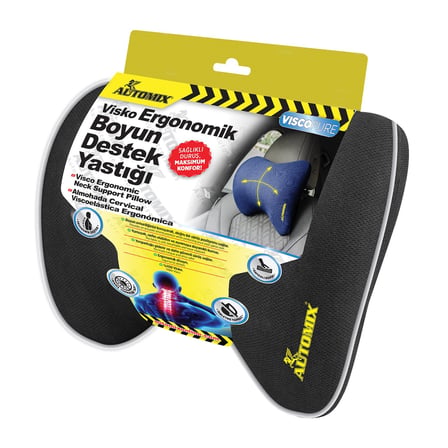 Automix Visko Ergonomik Boyun Yastığı - Oto Boyun Desteği, Ergonomik Boyun Destekli, 29x26 cm