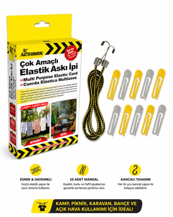Automix Kamp / Piknik için Askılı Esnek Gergi Lastiği