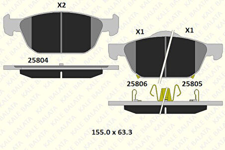 Honda On Fren Balatası Honda Accord 08>13 Honda CIVIC Fk Hatchback 12>16 / CIVIC Fc 1.6 I-Dtec 17> / CIVIC - Kale B 25804 170 05 Ans