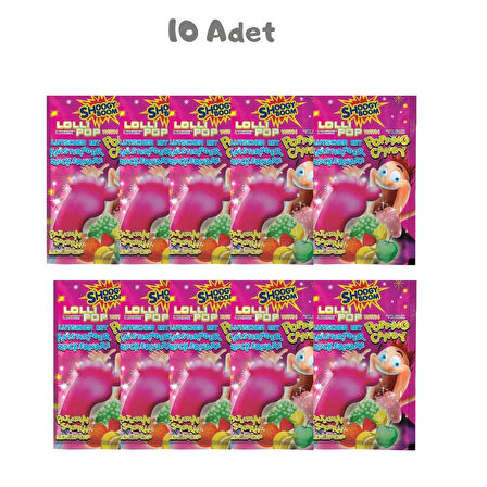Shoogy Boom Patlayan Şekerli Sürpriz Lolipop Çilek Aromalı 12 Gr. 10 Adet