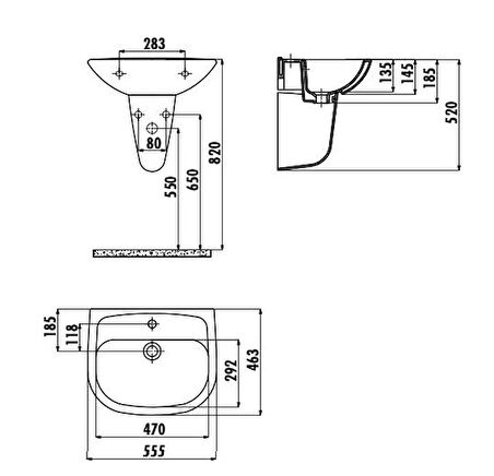 Creavit Pitta 45x55 cm Duvara Monte Lavabo PA055.00