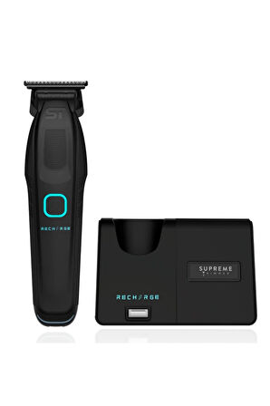 Supreme Trimmer Siyah Recharge Trimmer – 3 Şarj Seçeneği, Çıkarılabilir Pil, RGB LED Göstergeli