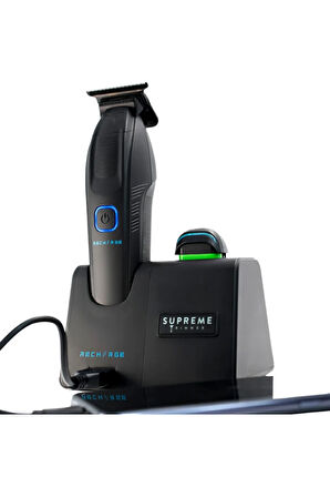 Supreme Trimmer Siyah Recharge Trimmer – 3 Şarj Seçeneği, Çıkarılabilir Pil, RGB LED Göstergeli