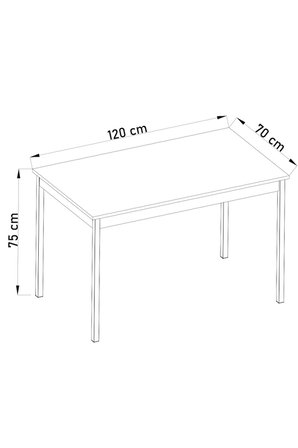 DF01113 Dekoratif Mutfak Masası 120x70 4-6 Kişilik Şık, Modern, Metal Ayaklı Salon Yemek Masası Atlantik Çam
