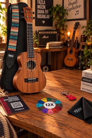 Midex SP-21M Set Maun Soprano Ukulele (Çanta Metod Askı Tuner Yedek Tel Pena)