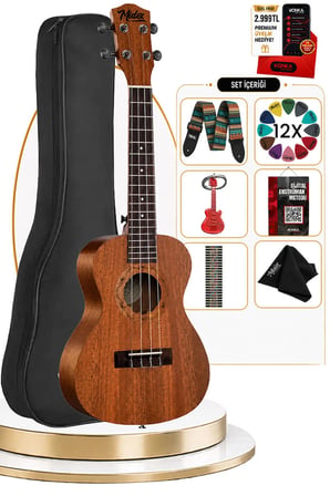 Midex SP-21M Set Maun Soprano Ukulele (Çanta Metod Askı Tuner Yedek Tel Pena)