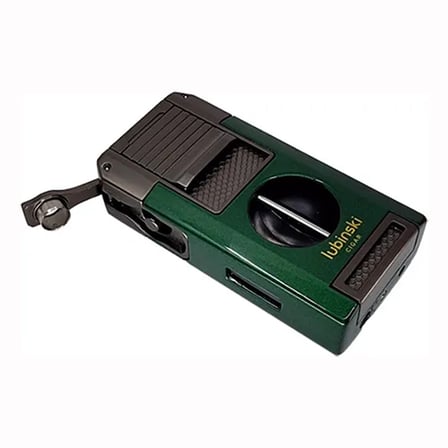 Lubinski Premium Çift Torch Puro Çakmağı Dahili V-Cut Kesici - Delici - İğne- Sehpa Yeşil LB-100