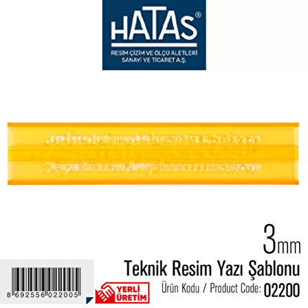 Hatas Teknik Resim Yazı Şablonu 3mm /  02200