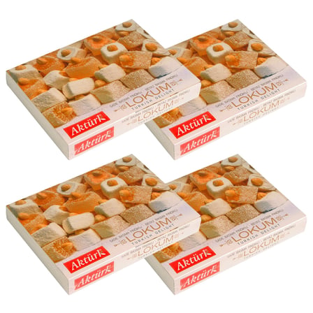 Aktürk Lokum Sade ve Beyaz Fındıklı 750 gr x 4 Adet