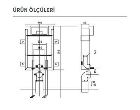 Turkuaz Ova Gömme Rezervuar Set +Buton+Vana