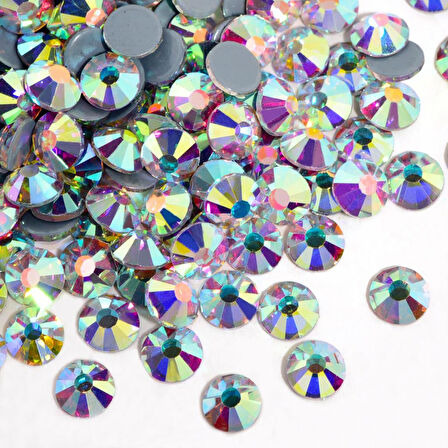 Gymo Premium Kalite Altı Düz Ütü İle Yapışan (Hotfix) Kristal Taş SS16 (3.8-4mm) Crystal AB (10 Gross - 1440 Adet)