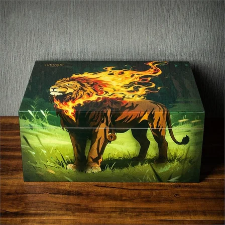Lubinski Special Edt. Fire Lion Puro Kutusu Humidor 80's Kahve LB-014